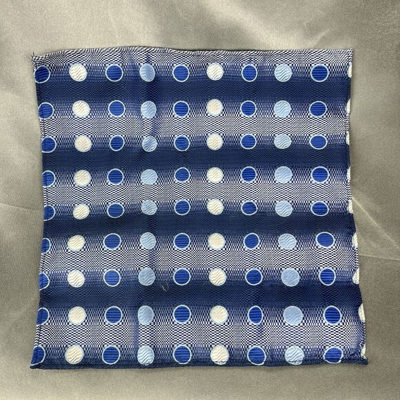 Hi-Tie Men’s 100% Silk Tie Handkerchief Set Geometric Blue Silver Wedding‎ Prom - Picture 6 of 11
